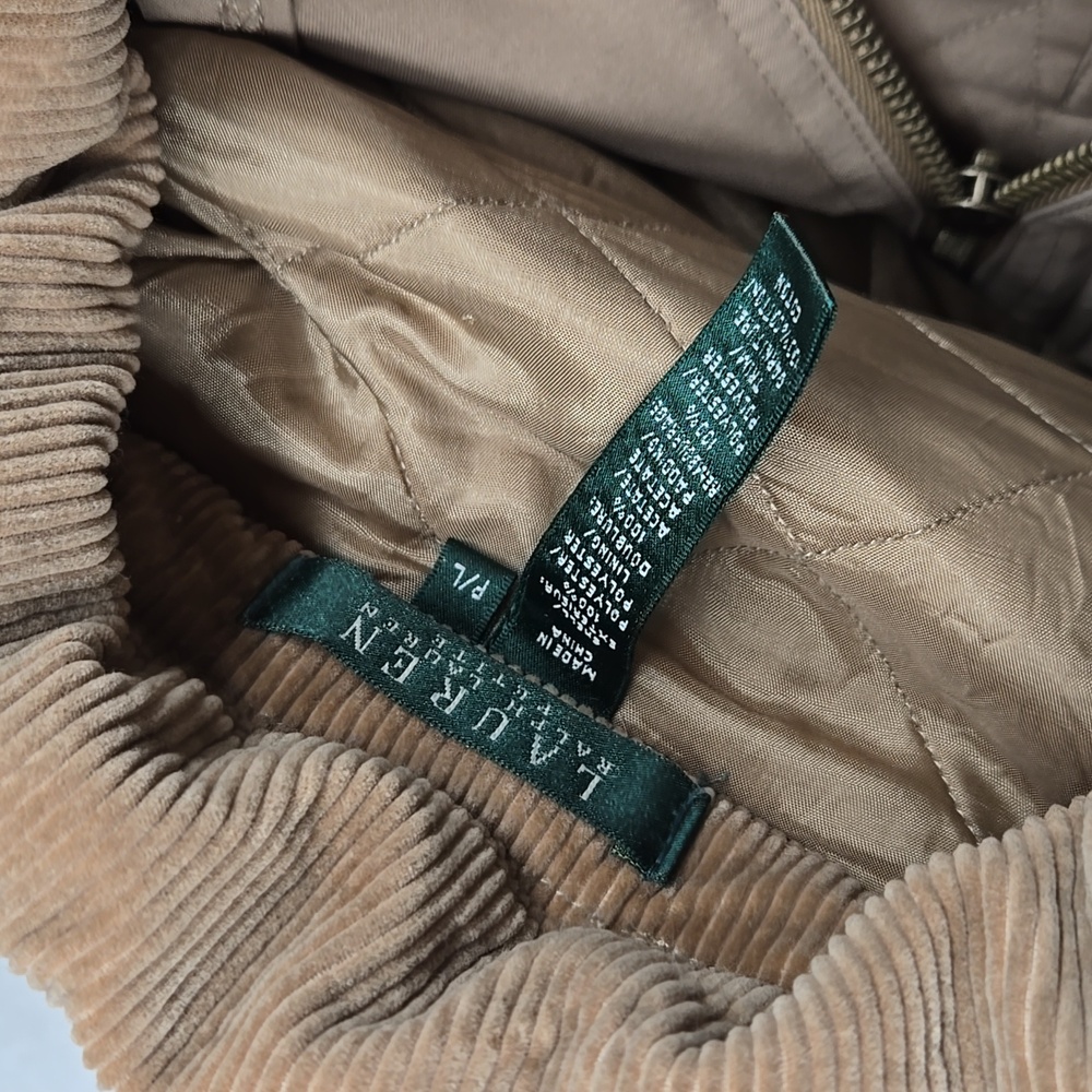 LAUREN Ralph Lauren khaki puffer jacket large petite - Picture 10 of 10